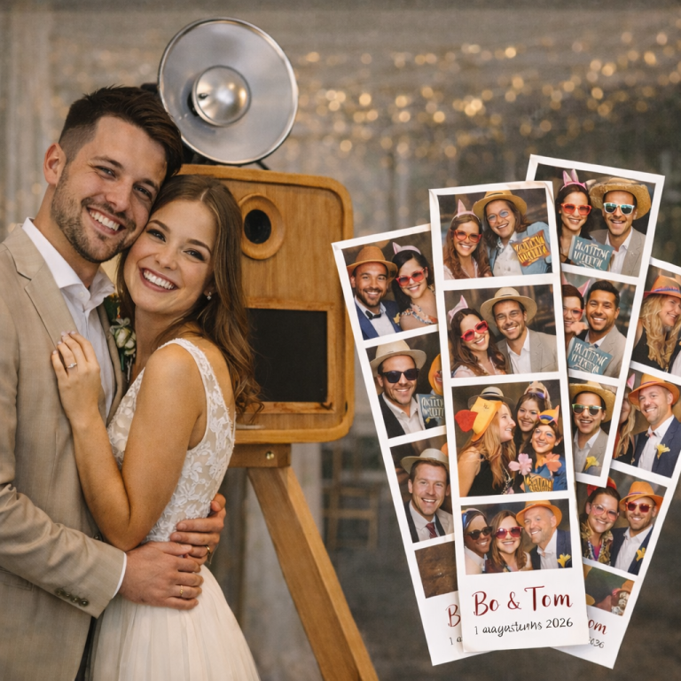Photobooth huren voor je trouwfeest: waar zet je hem, hoeveel prints en wanneer piekt het?