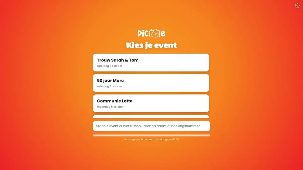 Boothscherm Kies je event met drie events