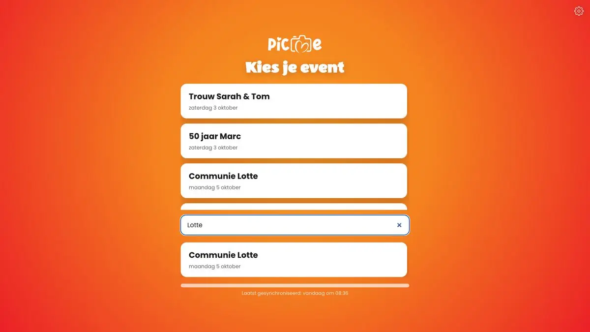 Zoeken op een naam in de eventlijst